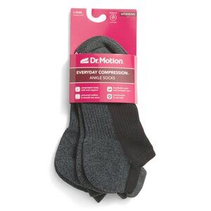 DR MOTION Black 2pk Everyday Compression Ankle Socks